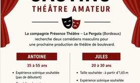Casting Théâtre amateur: Recherche 2 comédiens