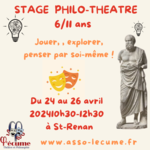 Stage Philo théâtre 6, 11 ans Vacances de Pâques