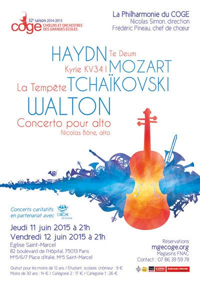 Concert caritatif du COGE, Walton, Tchaïkovski, Mozart, Haydn
