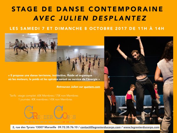 Stage Danse Contemporaine avec Julien DESPLANTEZ