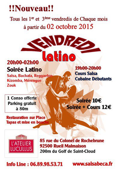 Vendredi Latino à l'Atelier : Salsa, Bachata, Kizomba Merengue