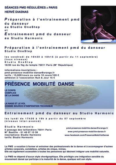Séances régulières de Présence Mobilité Danse à Paris avec Hervé Diasnas  Préparation à l'entraînement du danseur