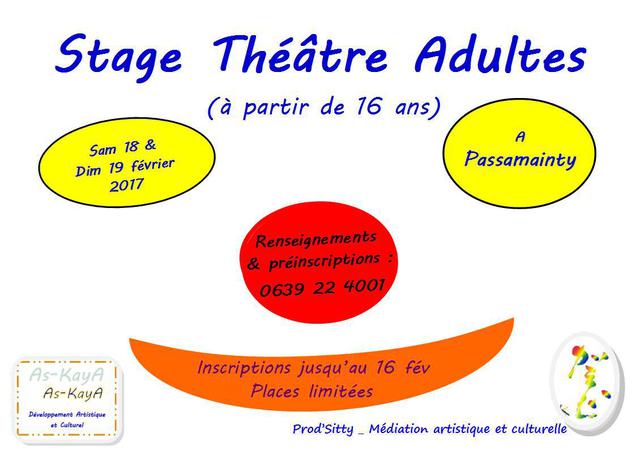 Stage théâtre adultes (à partir de 16 ans) - 18 et 19 février 2017
