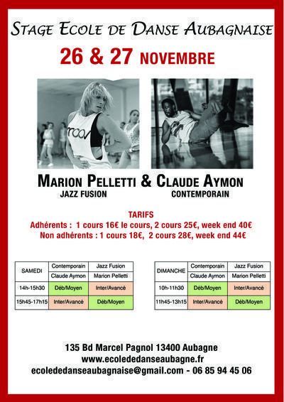 Stage Danse Claude Aymon (contemp) et Marion Pelletti (jazz fusion)