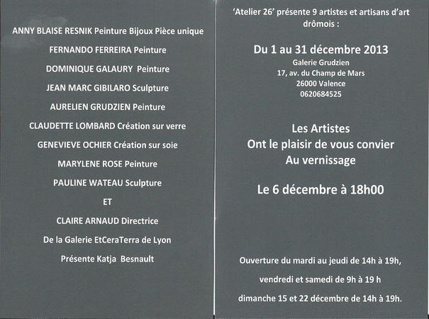 Atelier 26 : 9 Artistes exposent à la Galerie Grudzien à Valence