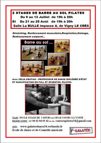  Stagede Barre au sol Pilates du 21 au 25 Août   - Montpellier