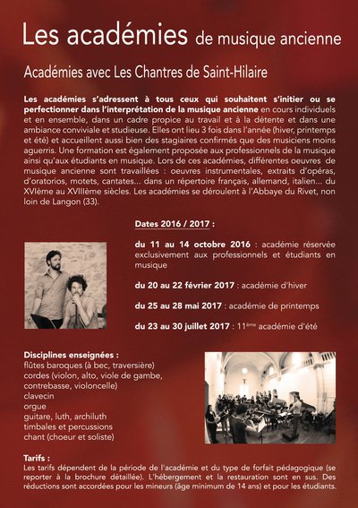 Académies de musique ancienne en Sud-Gironde