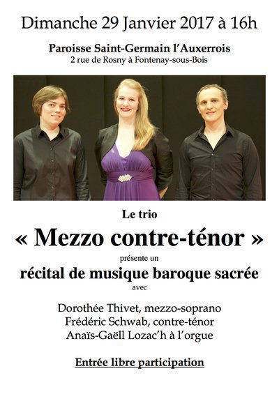 Concert baroque sacré par le trio "Mezzo contre-ténor"