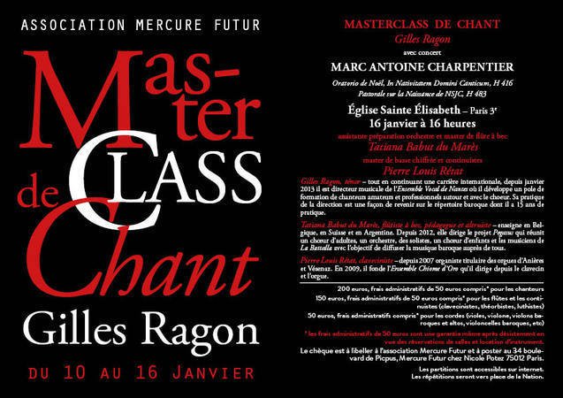 MASTER CLASS et CONCERT Marc Antoine CHARPENTIER - Paris