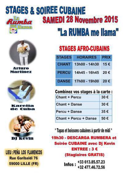 RUMBA CUBANA : Stages + Soirée SAMEDI 28 novembre
