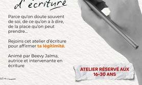 Atelier d'écriture pour les 16-30 ans
