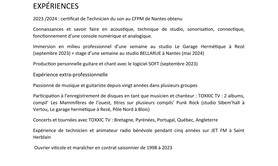 Stage d'assistant à la technique son