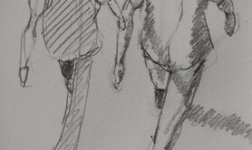 Croquis aquarellés: ville et personnages à Quimper