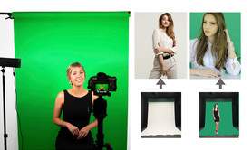 Atelier / studio fond vert / noir / blanc 