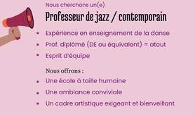 Recrutons un professeur de danse contemporaine / jazz