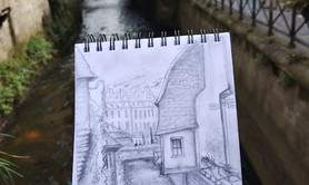 Croquis urbains de Quimper, en extérieur avec Laure Sureau