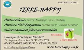 TERRE-HAPPY - CARTE CADEAU ( Ateliers poterie ou  d'expression créatrice )