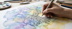 Aquarelle intuitive et dessin méditatif Zentangle