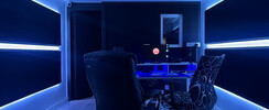 Studio d'enregistrement avec cabine