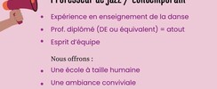 Recrutons un professeur de danse contemporaine / jazz