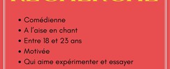 PROJET EN CONSTRUCTION CHERCHE COMEDIENNE BENEVOLE