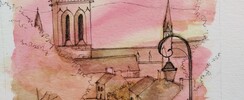 Croquis et aquarelle dans Locronan (29), avec Laure Sureau