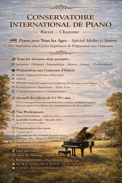 Ludmilla Guilmault  - Conservatoire International de piano, Barret Charente 