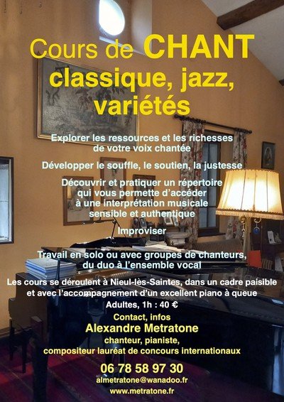 Alexandre Metratone - Cours de chant classique, jazz, variétés