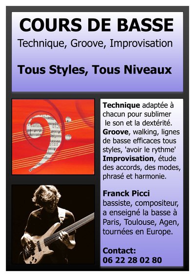 Franck Picci - Cours de Basse Tous Styles, Tous Niveaux