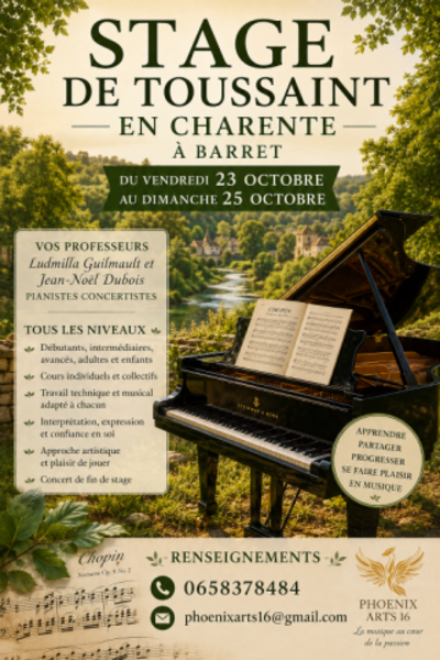 Toussaint, stage de piano, 3 jours intensifs