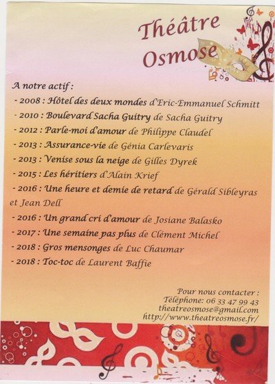 Association théâtre Osmose - Recherche lieux ou associations, festivals pour se produire