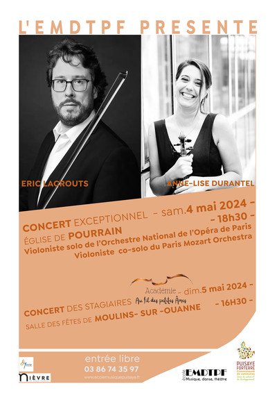 Concert exceptionnel violon Eric Lacrouts Anne-Lise Durantel