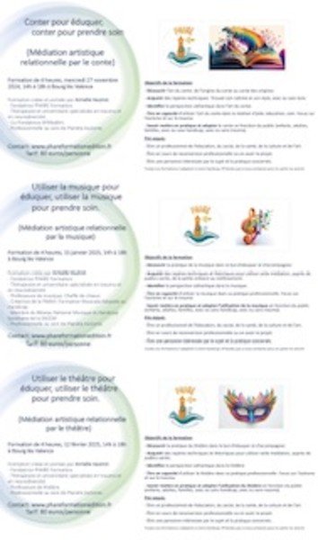 3 formations courtes Théâtre/Conte/Musique et santé
