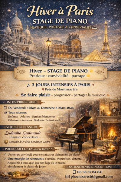 Hiver à Paris, Stage de piano 3 jours intensifs
