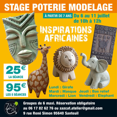 Stage Modelage pour enfants sur le thème de l'Afrique