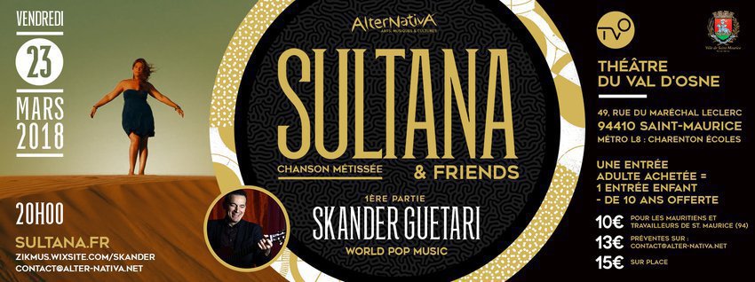 Sultana et Skander Guetari en concert vendredi 23 Mars