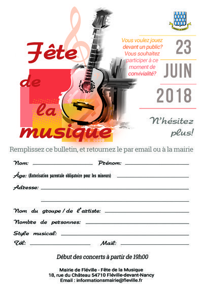 Appel aux musiciens - Fête de la musique à Fléville le 23/06