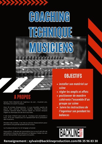 BACKLINE PRODUCTION - formation des musiciens a l'optimisation du matériel son 
