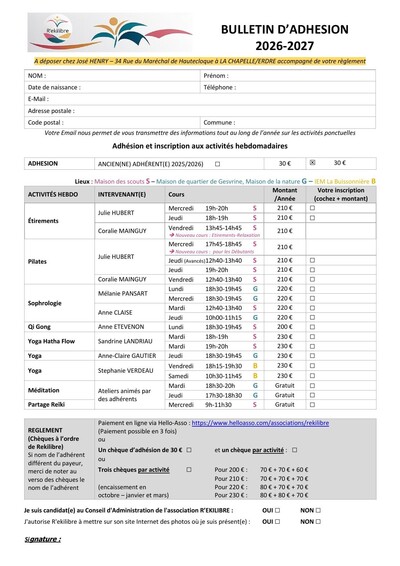 R'EKILIBRE - cours et ateliers Bien-être