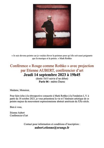 Mark Rothko - Conférence d'art  avec projection Rouge comme Rothko