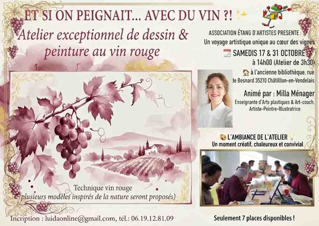 Association Etang d'artistes - ATELIER DE DESSIN & PEINTURE AU VIN ROUGE