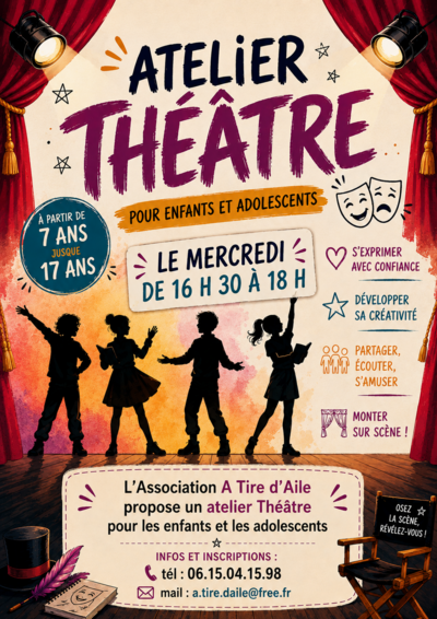 L'association A Tire d'Aile - Atelier théâtre pour enfants de 7 à 12 ans