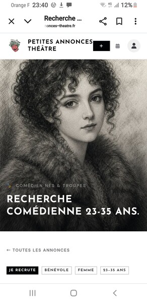Cherche comédienne 23-35ans.