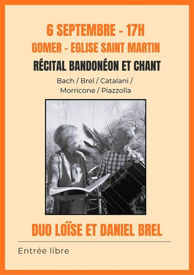 Récital bandonéon et chant : Duo Loïse et Daniel Brel