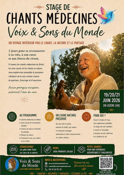 STAGE DE CHANTS MEDECINES DU BRESIL EN SUD LOZÈRE