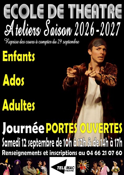Télémac Théâtre - ÉCOLE DE THÉÂTRE – ATELIERS SAISON 2026/2027
