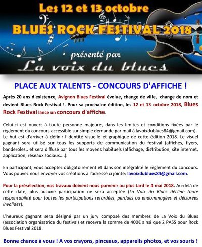 Concours d'affiche pour Blues Rock Festival 2018