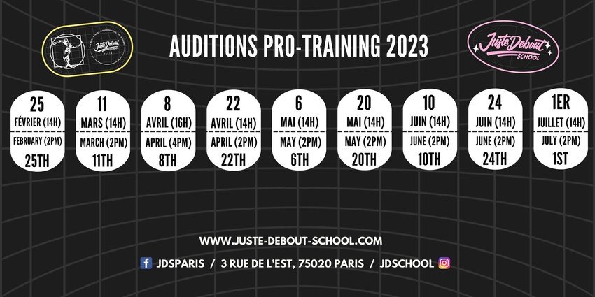 Juste Debout School - AUDITION D'ENTREE > FORMATION PROFESSIONNELLE