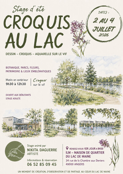 Stage dessin & peinture aquarelle extérieur, CROQUIS AU LAC