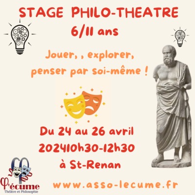 Stage Philo-théâtre 6/11 ans Vacances de Pâques